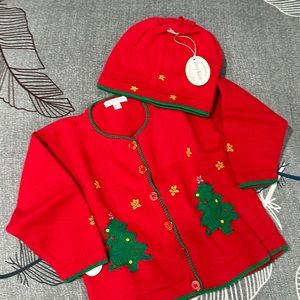 Kissy Kissy 2 pcs set. 18/24 Red Christmas set. Beautiful jacket and beanie NEW